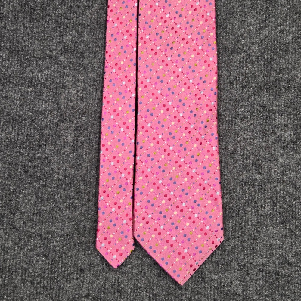 Ted Baker London Silk Tie Pink Multi Color Polka Dot Paisley Lining Mens Tie